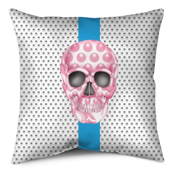 Throw Pillow - Skull Luna Stripe Nero/Pink throw LeighDeux, LLC 