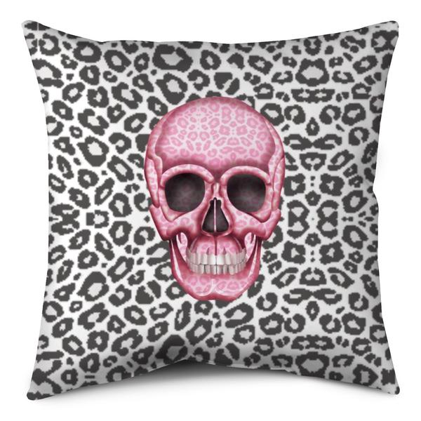 Throw Pillow - Skull Tanzania Nero/Hot pink throw LeighDeux, LLC 
